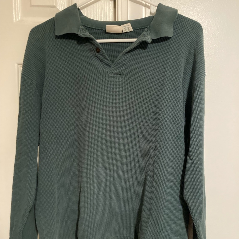 LL Bean vintage green waffle long sleeve shirt
